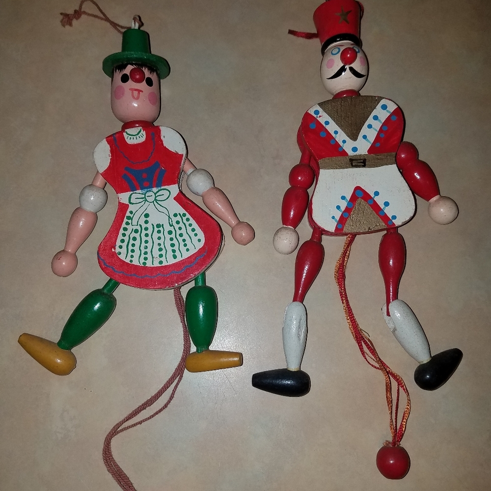 Vintage pull string Christmas ornaments
